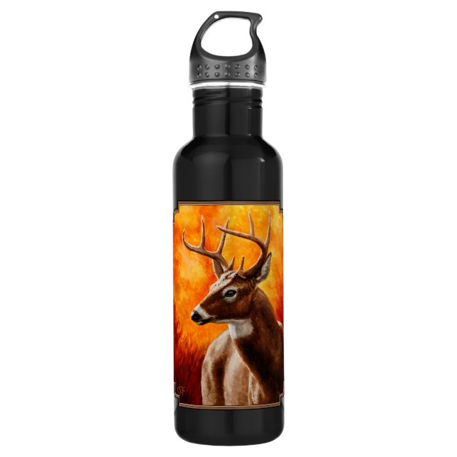 Whitetail Deer Trophy Buck Head Water Bottle (Front)