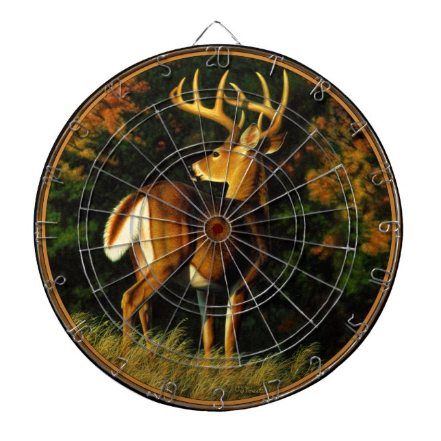 Whitetail Deer Trophy Buck Hunting Dartboard With Darts (Front)