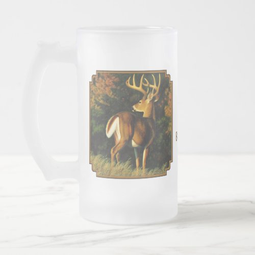 Whitetail Deer Trophy Buck Hunting Frosted Glass Beer Mug