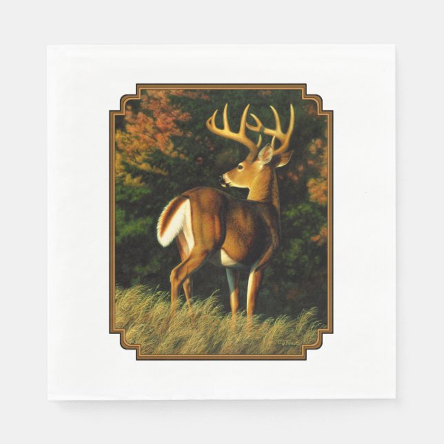 Whitetail Deer Trophy Buck Hunting Paper Napkins (Front)