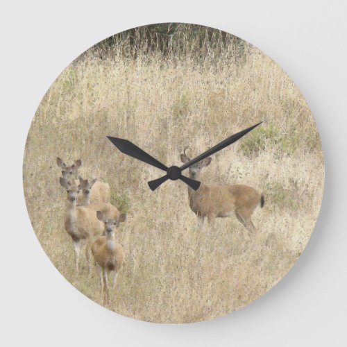 Whitetail Deer Wildlife Animals Fawns Large Clock