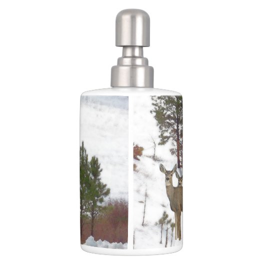 Whitetail Deer Wildlife Animals Fawns Soap Dispenser & Toothbrush Holder (Back)