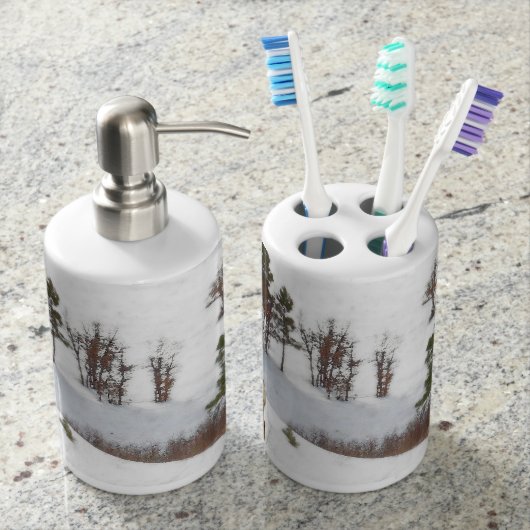 Whitetail Deer Wildlife Animals Fawns Soap Dispenser & Toothbrush Holder (Front)
