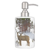 Whitetail Deer Wildlife Animals Fawns Soap Dispenser & Toothbrush Holder (Right)