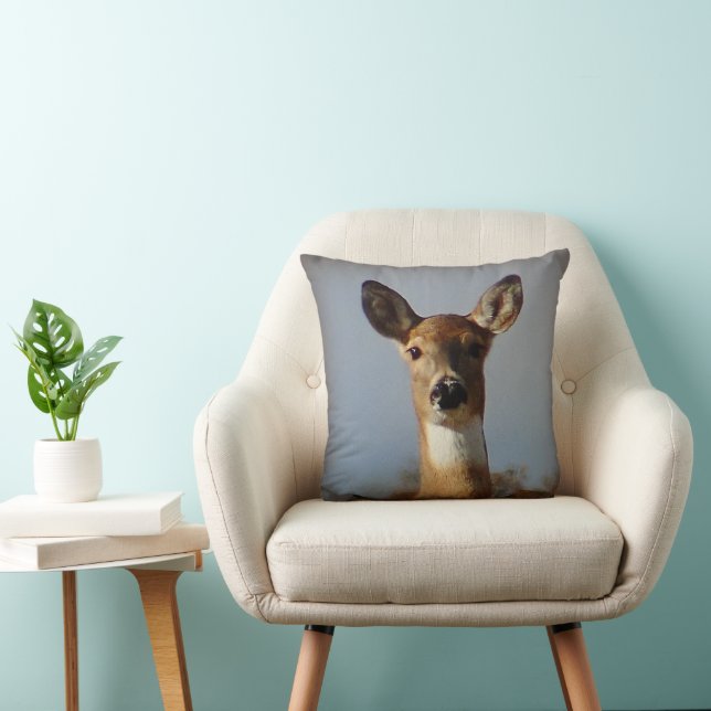 Whitetail Doe Throw Pillow (Chair)