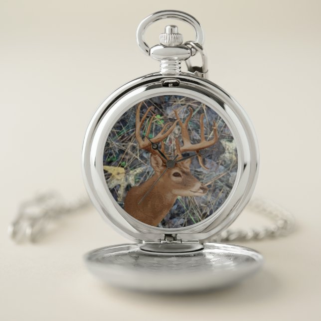 Whitetail Hunting Gifts, Buck Deer  Pocket Watch (Inside)
