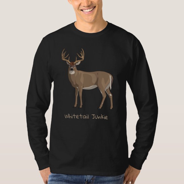 Whitetail Junkie Trophy Buck Deer Hunting T-Shirt (Front)