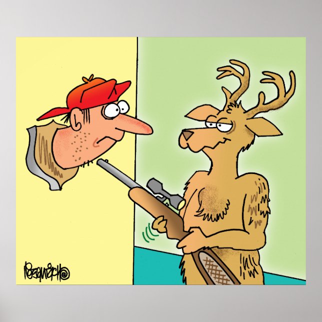 Whitetail Revenge  deer hunting cartoon Poster (Front)