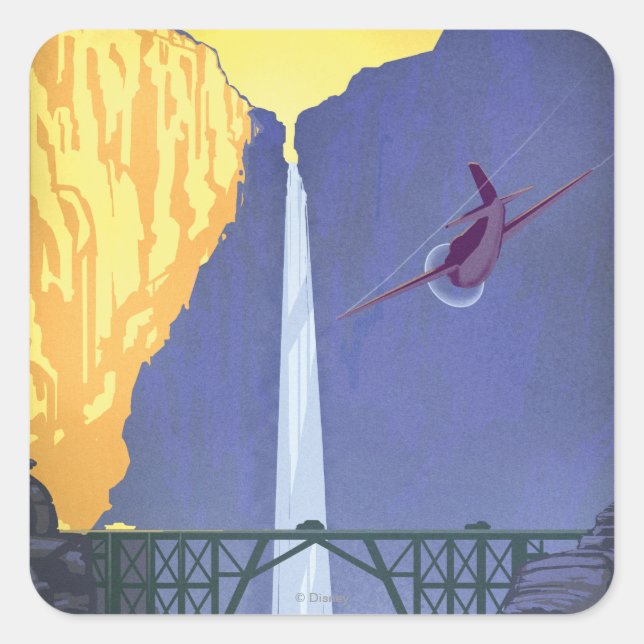 Whitewall Falls Illustration Square Sticker (Front)