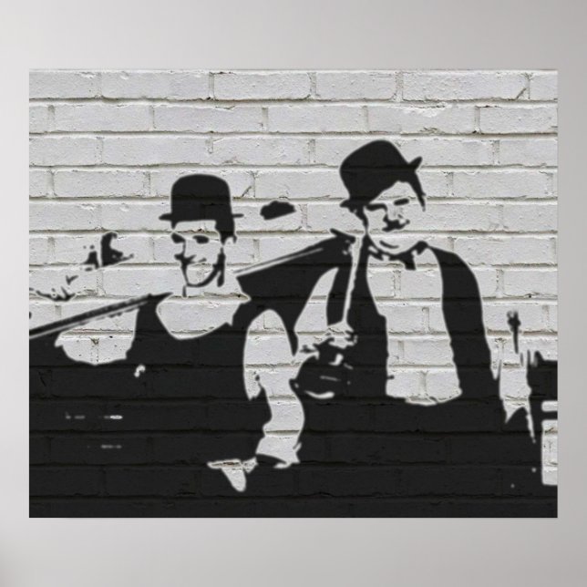 Whitewall Graffiti Laurel Hardy Poster (Front)