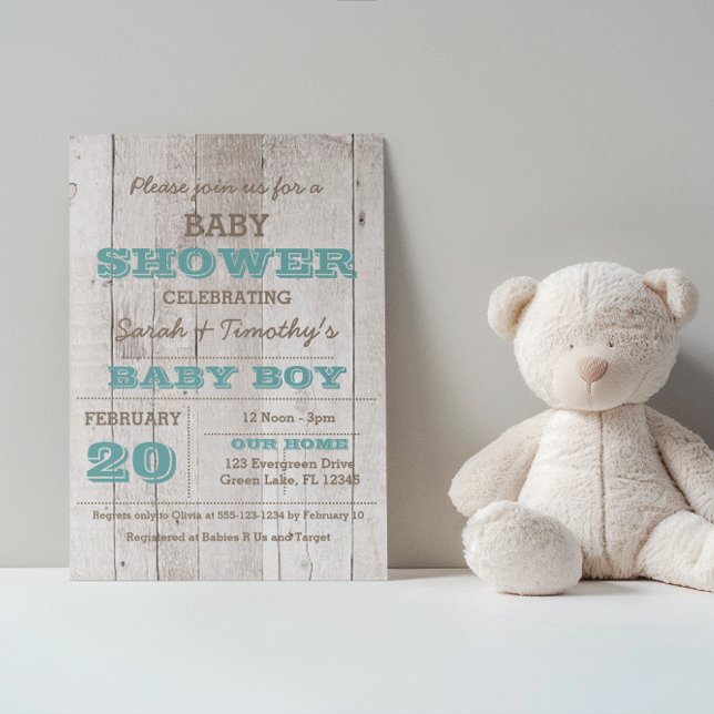 Whitewash Blue Baby Shower Invitation (Creator Uploaded)