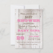 Whitewash Pink Baby Shower Invitation (Front)