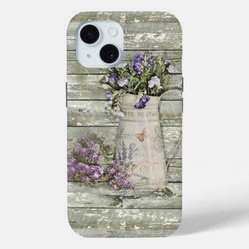 whitewashed barn wood farmhouse summer lavender iPhone 15 case