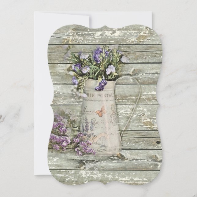 whitewashed barn wood farmhouse summer lavender invitation (Front)