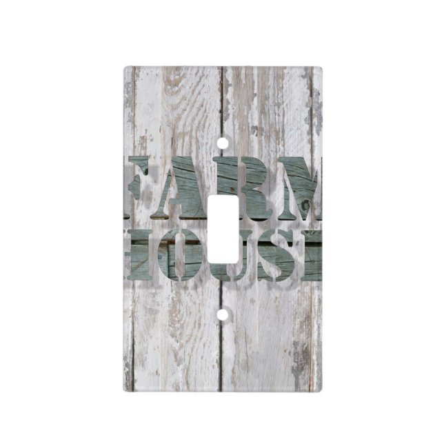 whitewashed  barn wood western country farmhouse light switch cover (Front)