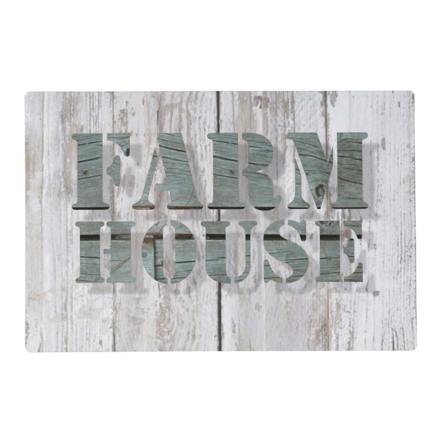 whitewashed  barn wood western country farmhouse placemat (Back)