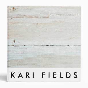 whitewashed Barn Wood White Woodgrain 3 Ring Binder