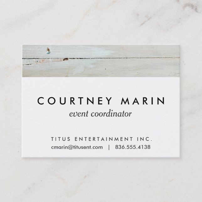 whitewashed Barn Wood White Woodgrain Business Card (Front)