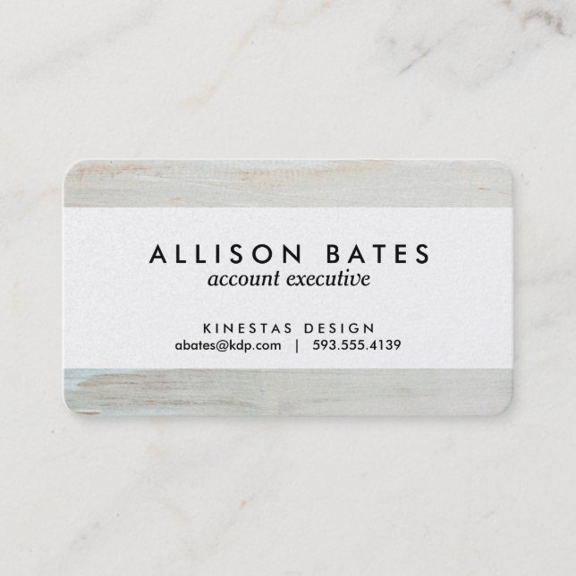 whitewashed Barn Wood White Woodgrain Business Card (Front)