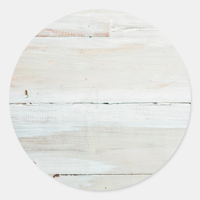 Whitewashed Barn Wood White Woodgrain Classic Round Sticker (Front)