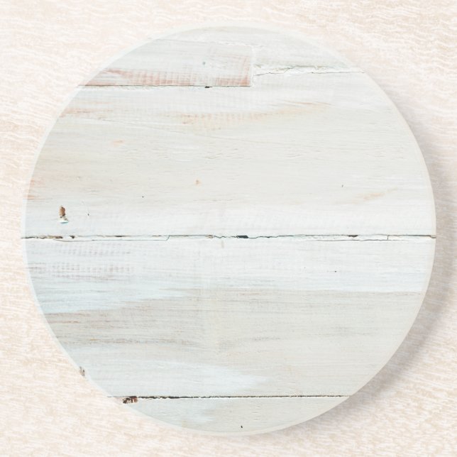 Whitewashed Barn Wood White Woodgrain Coaster (Front)