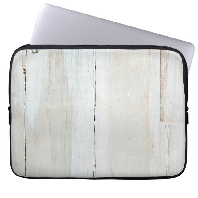 Whitewashed Barn Wood White Woodgrain Laptop Sleeve (Front)