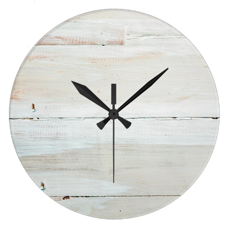 Whitewashed Barn Wood White Woodgrain Large Clock Zazzle