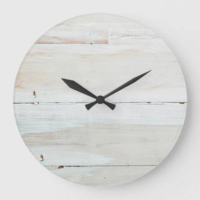 Whitewashed Barn Wood White Woodgrain Large Clock Zazzle