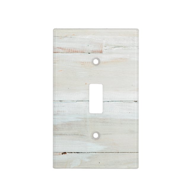 Whitewashed Barn Wood White Woodgrain Light Switch Cover (Front)