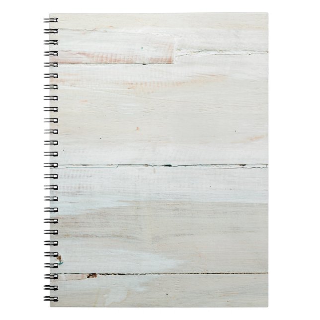 whitewashed Barn Wood White Woodgrain Notebook (Front)