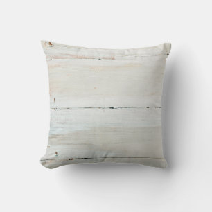 Whitewashed Barn Wood White Woodgrain Throw Pillow