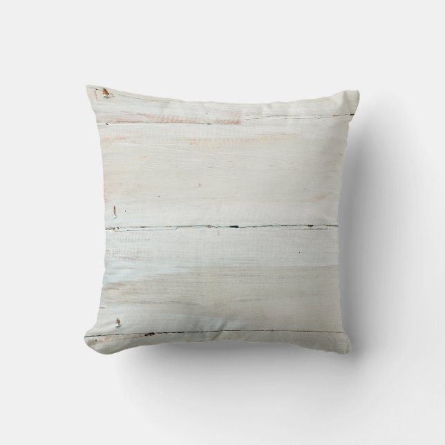 Whitewashed Barn Wood White Woodgrain Throw Pillow (Front)