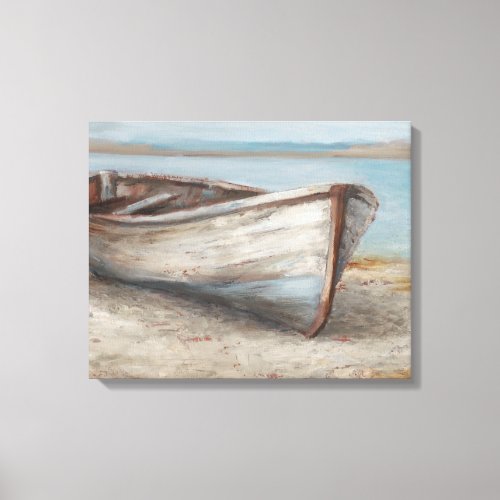 Whitewashed Boat on the Shore Canvas Print