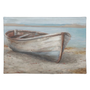 Whitewashed Boat on the Shore Cloth Placemat