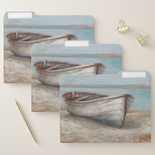 Whitewashed Boat on the Shore File Folder