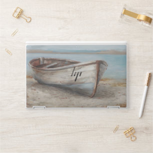 Whitewashed Boat on the Shore HP Laptop Skin