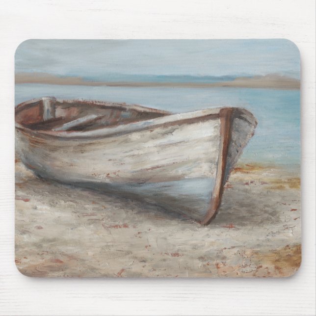 Whitewashed Boat on the Shore Mouse Pad (Front)