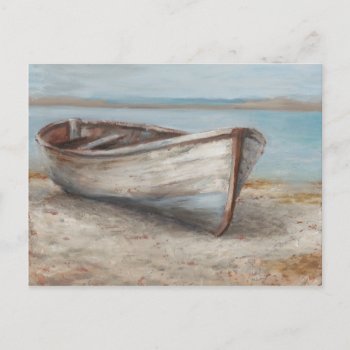 Whitewashed Boat On The Shore Postcard by worldartgroup at Zazzle