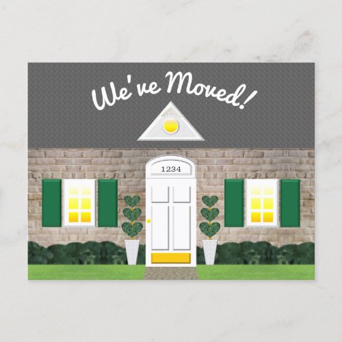 Whitewashed Brick House Facade New Address Announcement Postcard