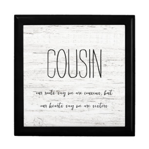 Whitewashed "Cousin" Keepsake Gift Box