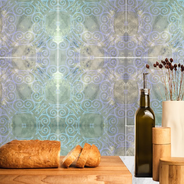 Whitewashed Distressed Vintage Ornate Antique Ceramic Tile (Creator Uploaded)