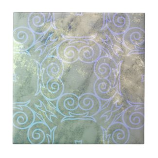 Whitewashed Distressed Vintage Ornate Antique Ceramic Tile