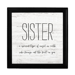 Whitewashed "Sister" Keepsake Gift Box