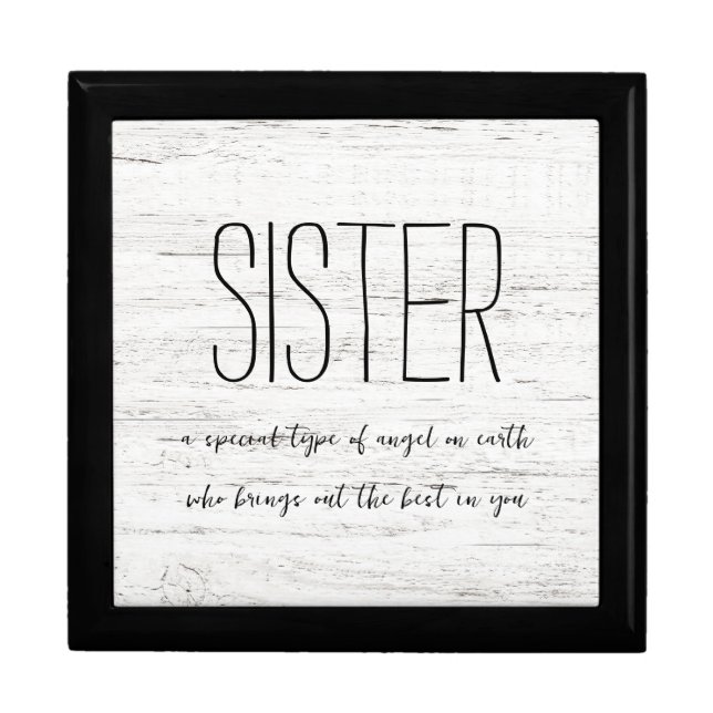 Whitewashed "Sister" Keepsake Gift Box (Front)