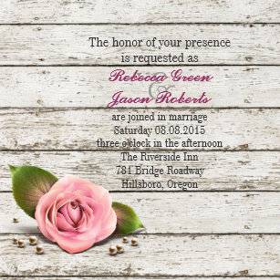 French Country Wedding Invitations Zazzle Whitewashed Wood Pink Rose French Country Wedding Invitation