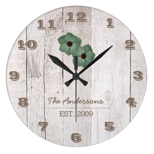 Whitewashed Wood Shabby Chic Personalized Clock