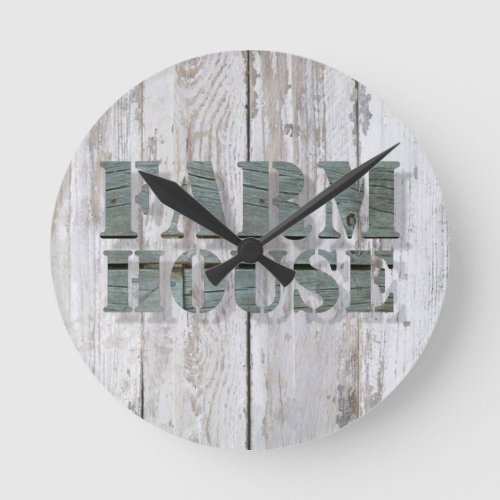 whitewashed wood western country farmhouse round clock