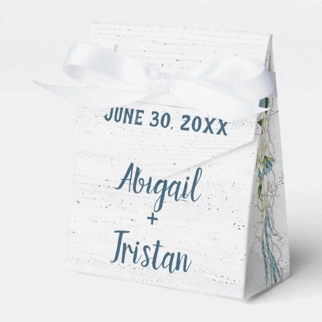 Whitewashed Wood with Wedding Flowers Favor Boxes (Front Side)