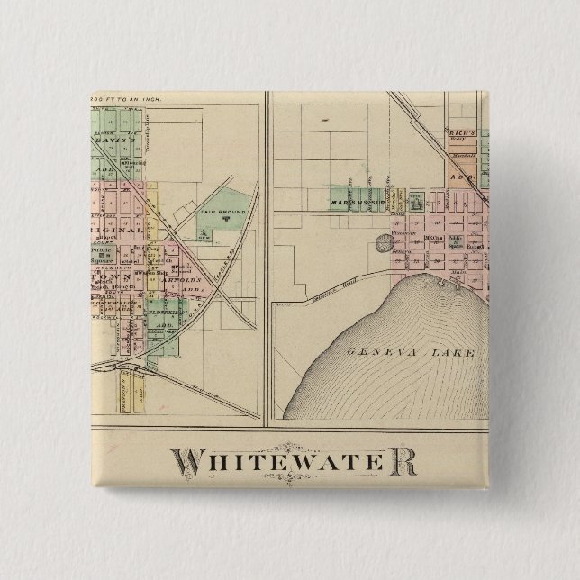 Whitewater, Elkhorn and Geneva Pinback Button (Front)