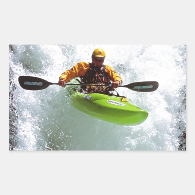 WHITEWATER KYAKING. RECTANGULAR STICKER (Front)